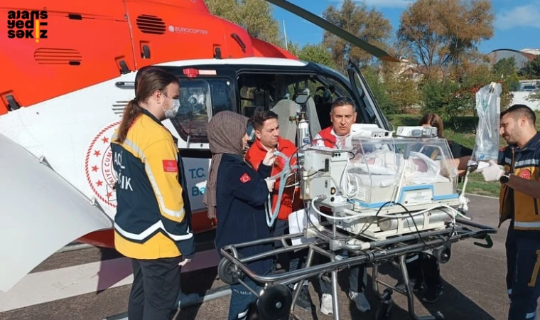 170 günlük Kerem bebek, hava ambulansı ile Karabük'e getirildi.