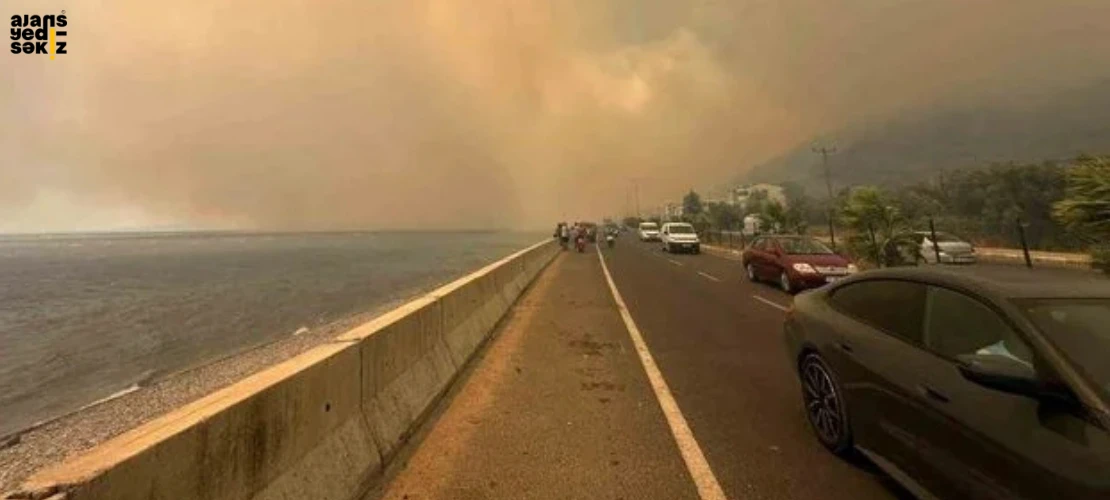Alevler rüzgarın etkisiyle büyüdü, bir yol daha trafiğe kapatıldı.